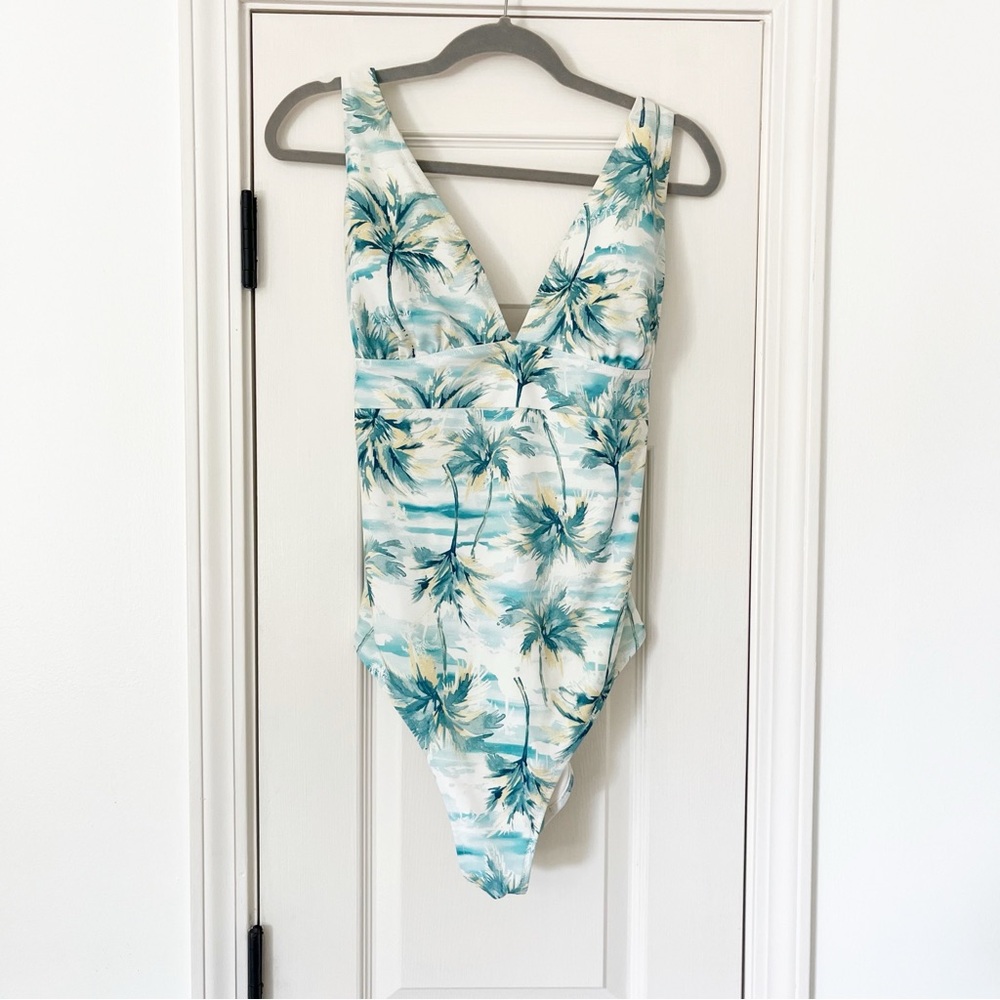Old Navy Tropical Palm Trees V Neck One Piece Swimsuit XL